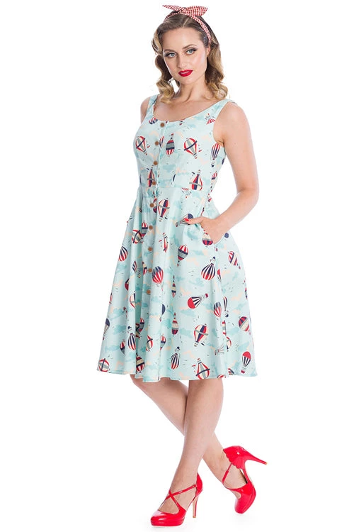 Banned Retro Vintage Globe Button Down Dress Hot Air Balloons 1 Banned Retro Vintage Globe Button Down Dress Hot Air Balloons