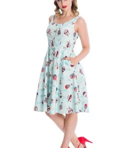 Banned Retro Vintage Globe Button Down Dress Hot Air Balloons 9 Banned Retro Vintage Globe Button Down Dress Hot Air Balloons