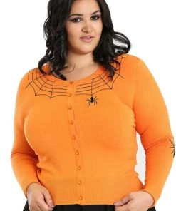 Winter Hell Bunny Spider Cardigan In Orange