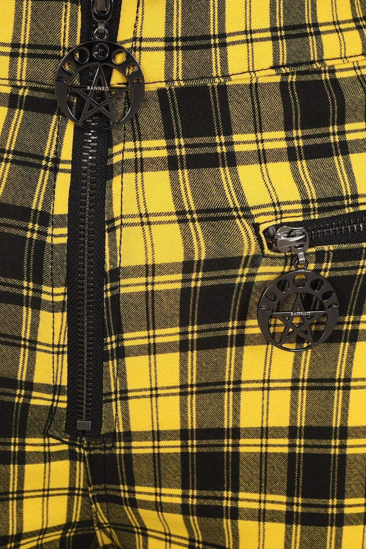 Winter Banned Damien Stretch Skinny Trousers In Yellow Tartan 4 Winter Banned Damien Stretch Skinny Trousers In Yellow Tartan