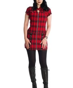 Banned Tartan Nights Mini Dress In Red Tartan Winter