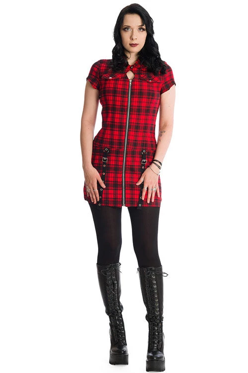 Banned Tartan Nights Mini Dress In Red Tartan Winter 1 Banned Tartan Nights Mini Dress In Red Tartan Winter