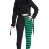 Banned Half Black Half Stripe Leggings In Black & Green