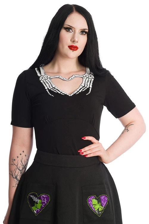 Banned Skeleton Heart Hands Top In Black 1 Banned Skeleton Heart Hands Top In Black