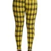 Winter Banned Damien Stretch Skinny Trousers In Yellow Tartan