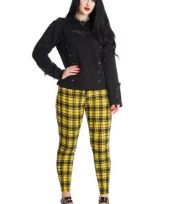 Winter Banned Damien Stretch Skinny Trousers In Yellow Tartan