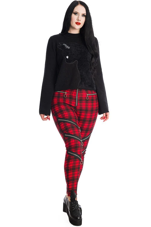 Banned Enchanted Stretch Skinny Trousers In Red Tartan Winter 1 Banned Enchanted Stretch Skinny Trousers In Red Tartan Winter