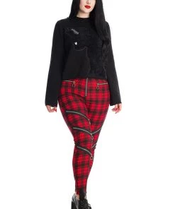 Banned Enchanted Stretch Skinny Trousers In Red Tartan Winter 10 Banned Enchanted Stretch Skinny Trousers In Red Tartan Winter