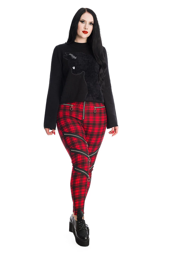 Banned Enchanted Stretch Skinny Trousers In Red Tartan Winter 5 Banned Enchanted Stretch Skinny Trousers In Red Tartan Winter