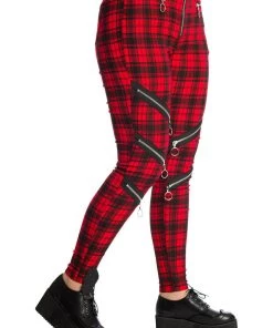 Banned Enchanted Stretch Skinny Trousers In Red Tartan Winter 8 Banned Enchanted Stretch Skinny Trousers In Red Tartan Winter