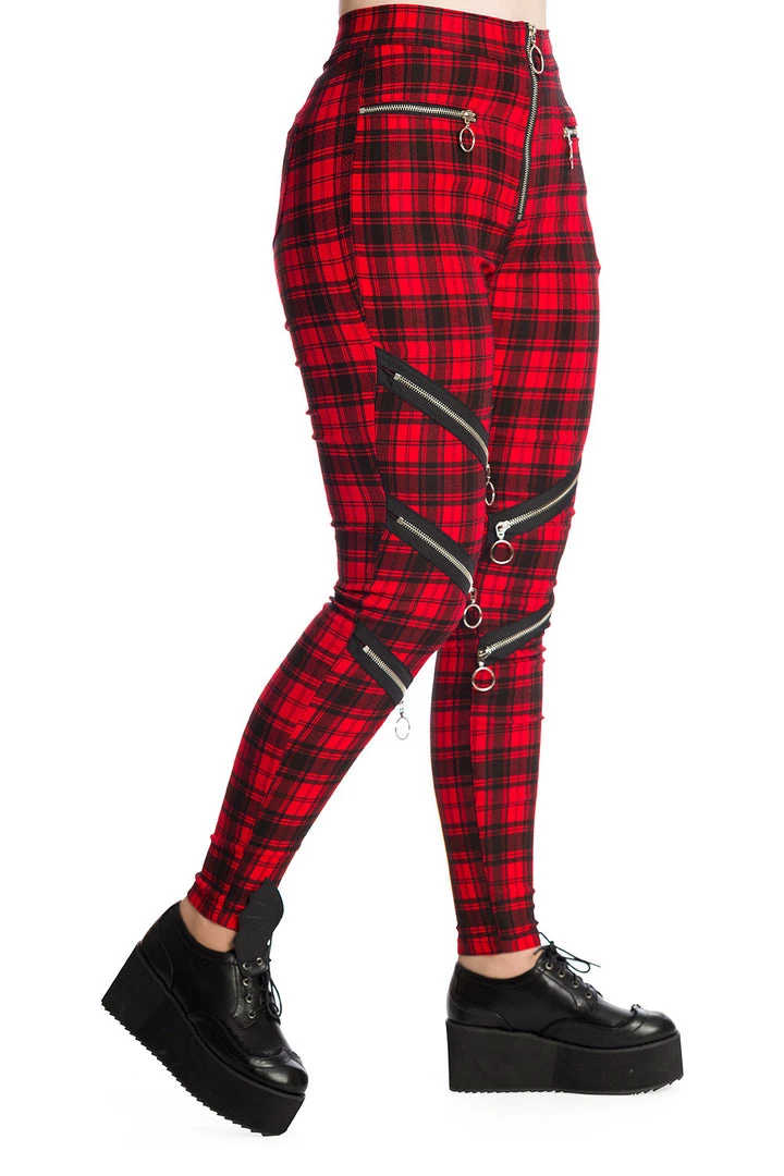 Banned Enchanted Stretch Skinny Trousers In Red Tartan Winter 3 Banned Enchanted Stretch Skinny Trousers In Red Tartan Winter