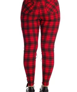 Banned Enchanted Stretch Skinny Trousers In Red Tartan Winter 9 Banned Enchanted Stretch Skinny Trousers In Red Tartan Winter