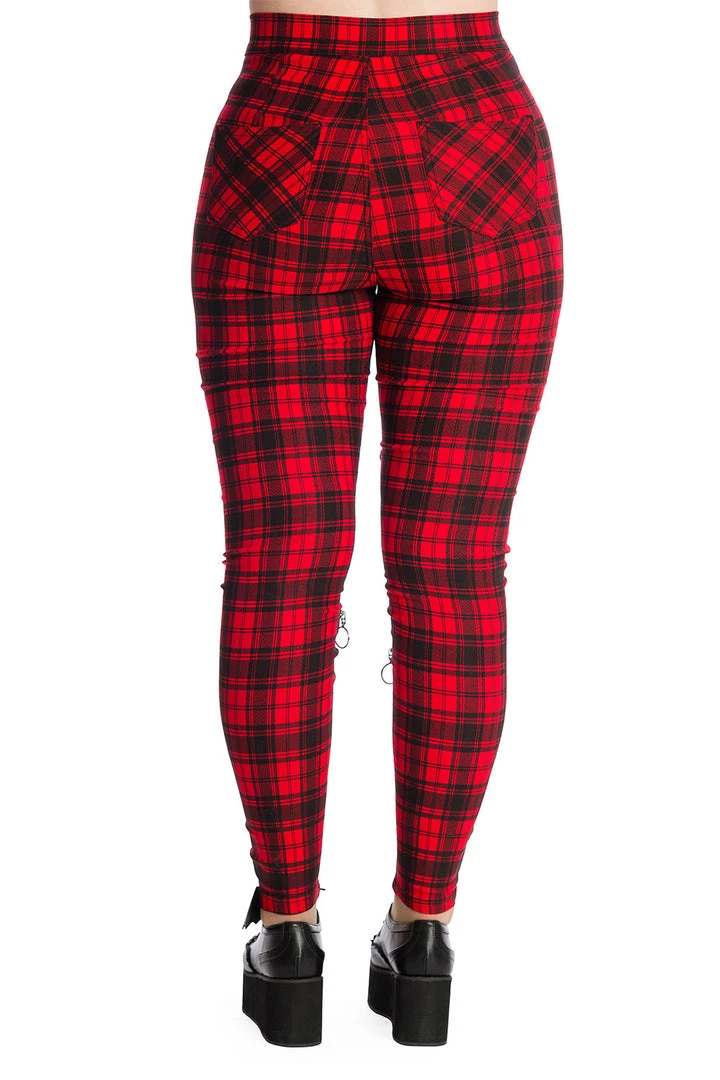 Banned Enchanted Stretch Skinny Trousers In Red Tartan Winter 4 Banned Enchanted Stretch Skinny Trousers In Red Tartan Winter