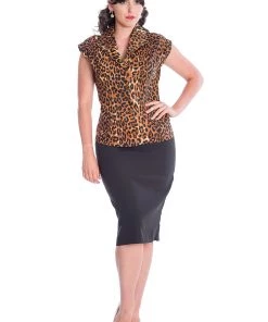 Clothing Banned Feline Friendly Short Sleeve Blouse In Leopard