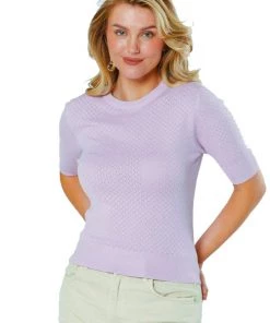 Timeless London Daisy Knit Top In Lavender - I'm Eco-Friendly!