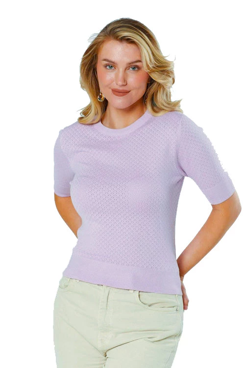 Timeless London Daisy Knit Top In Lavender - I'm Eco-Friendly! 1 Timeless London Daisy Knit Top In Lavender - I'm Eco-Friendly!