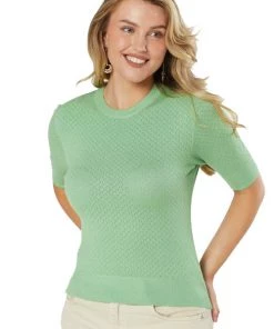 Timeless London Daisy Knit Top In Mint - I'm Eco-Friendly!