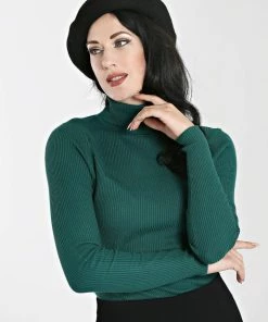 Hell Bunny Spiros Top In Dark Green