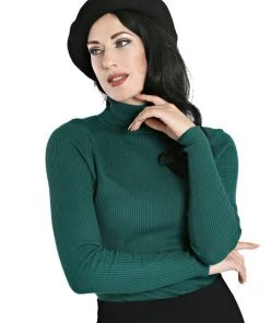 Hell Bunny Spiros Top In Dark Green