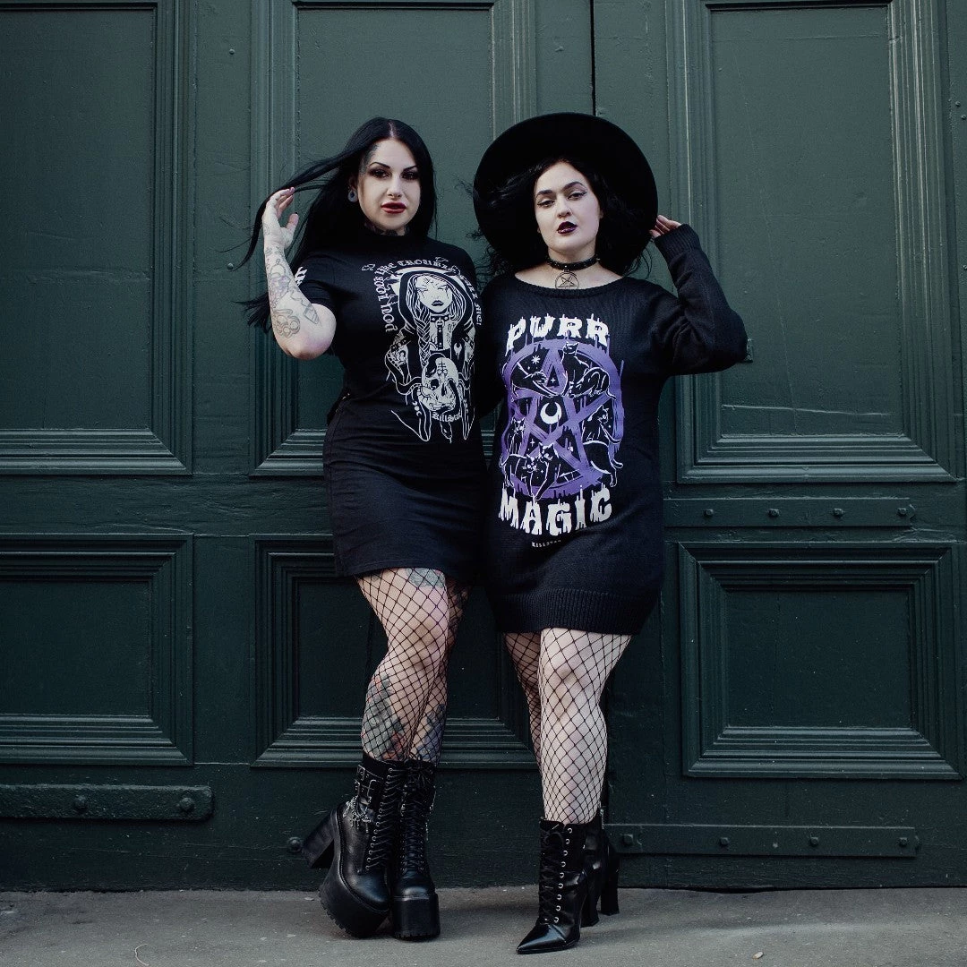 Killstar Purr Magic Knit Sweater Cat Print 2 Killstar Purr Magic Knit Sweater Cat Print