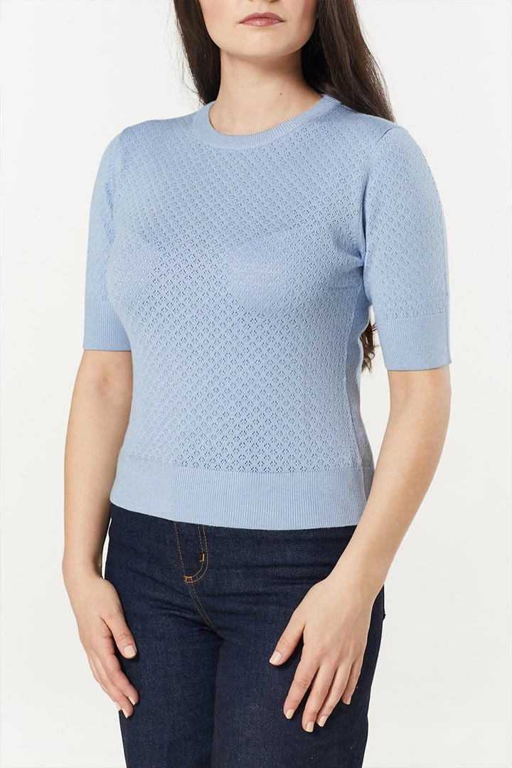 Timeless London Daisy Knit Top In Light Blue - I'm Eco-Friendly! 2 Timeless London Daisy Knit Top In Light Blue - I'm Eco-Friendly!