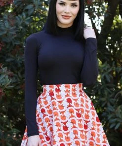 Winter Retrolicious Mock Turtleneck Top In Plain Black