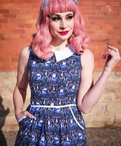 Clothing Retrolicious Collared Dress In Fox Print