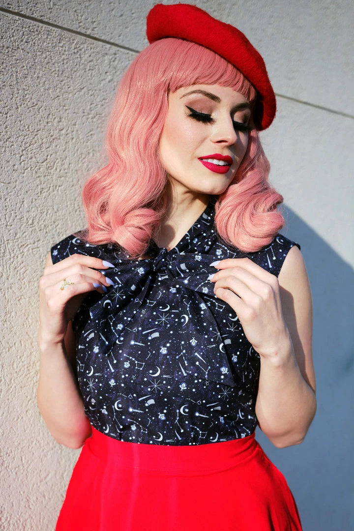 Retrolicious Bow Top In Nocturnal Print 4 Retrolicious Bow Top In Nocturnal Print