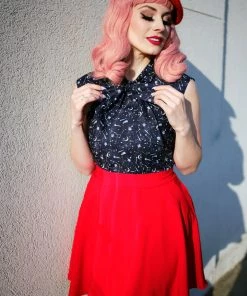 Retrolicious Bow Top In Nocturnal Print