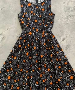 Retrolicious Vintage Dress In Glow In The Dark Dancing Bones Skeleton Print