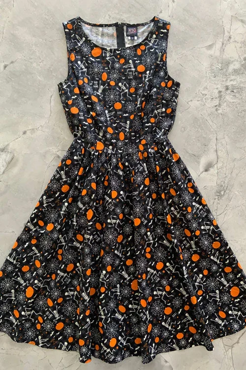 Retrolicious Vintage Dress In Glow In The Dark Dancing Bones Skeleton Print 1 Retrolicious Vintage Dress In Glow In The Dark Dancing Bones Skeleton Print