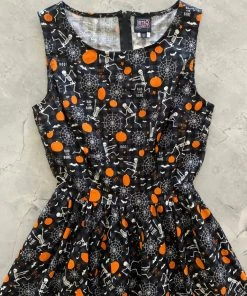Retrolicious Vintage Dress In Glow In The Dark Dancing Bones Skeleton Print