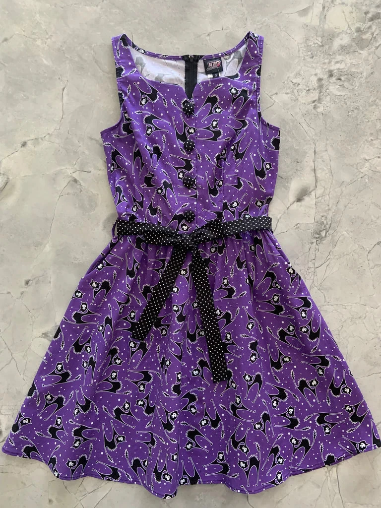 New Arrivals And Restocks Retrolicious Ida Dress In Scaredy Cat Print Purple And Polkadot 6 New Arrivals And Restocks Retrolicious Ida Dress In Scaredy Cat Print Purple And Polkadot