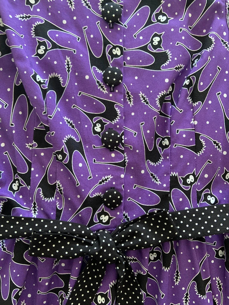 New Arrivals And Restocks Retrolicious Ida Dress In Scaredy Cat Print Purple And Polkadot 4 New Arrivals And Restocks Retrolicious Ida Dress In Scaredy Cat Print Purple And Polkadot