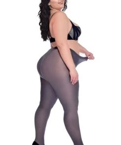 Pamela Mann Hosiery Curvy Super-Stretch 50 Denier Tights In Slate Winter