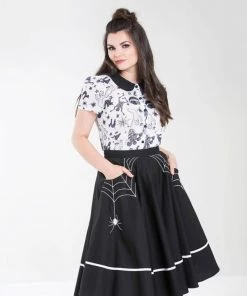 Clothing Hell Bunny Miss Muffet 50's Skirt In Black With White Trims
