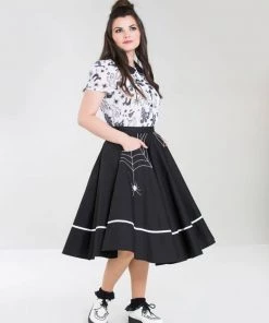 Clothing Hell Bunny Miss Muffet 50's Skirt In Black With White Trims 10 Clothing Hell Bunny Miss Muffet 50's Skirt In Black With White Trims