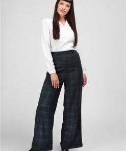 New Arrivals And Restocks Collectif Baylee Blackwatch Tartan Check Wide Leg Trousers