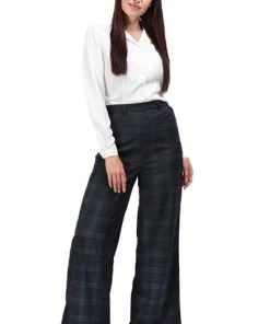 New Arrivals And Restocks Collectif Baylee Blackwatch Tartan Check Wide Leg Trousers