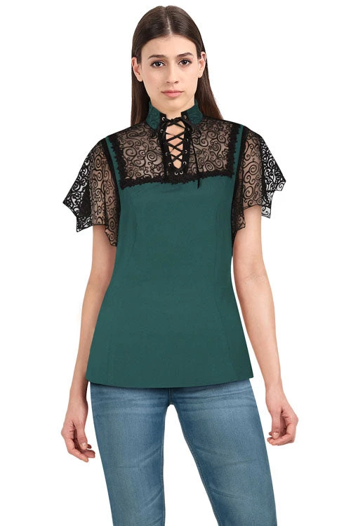Chicstar Batty Top In Green Clothing 1 Chicstar Batty Top In Green Clothing