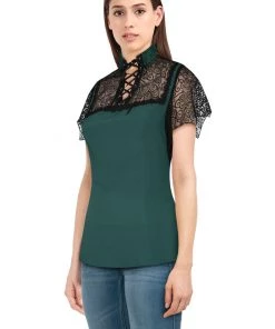 Chicstar Batty Top In Green Clothing