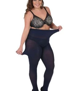 Pamela Mann Hosiery Curvy Super-Stretch 90 Denier Tights In Navy