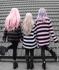 Killstar Courtney Punk Knit Sweater Black And Pink 14 Killstar Courtney Punk Knit Sweater Black And Pink