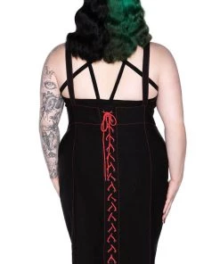 Clothing Killstar Adversary Midi Suspender Wiggle Skirt In Black