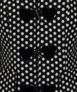 Hell Bunny Amelia Coat In Black And White Polkadot