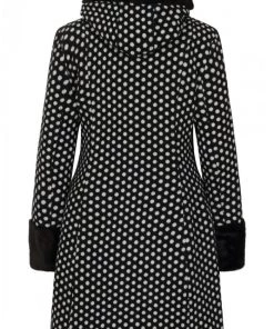 Hell Bunny Amelia Coat In Black And White Polkadot
