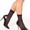 Pamela Mann Hosiery Pamela Mann Sheer Black Leopard Print Ankle Socks New Arrivals And Restocks
