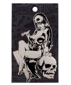 Dark Alternative Kreepsville 666 Elvira Silver Comic Skull Extra Large Enamel Pin