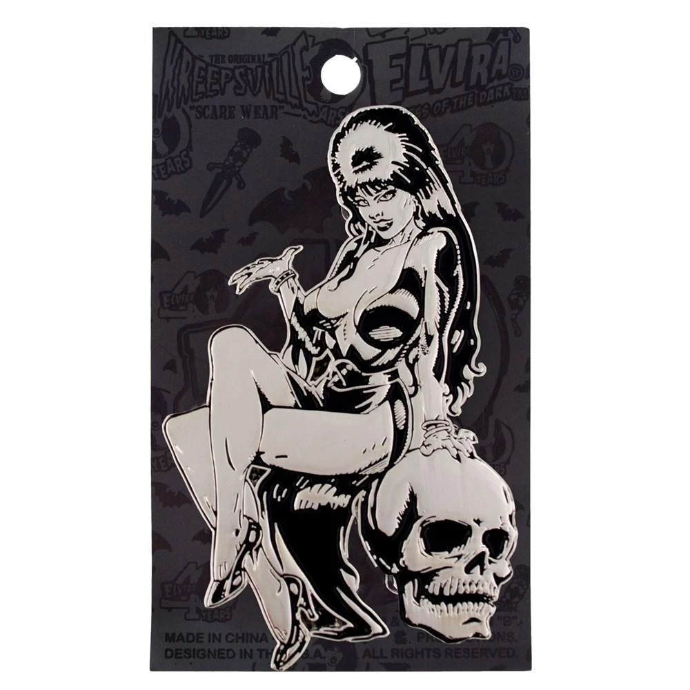 Dark Alternative Kreepsville 666 Elvira Silver Comic Skull Extra Large Enamel Pin 2 Dark Alternative Kreepsville 666 Elvira Silver Comic Skull Extra Large Enamel Pin