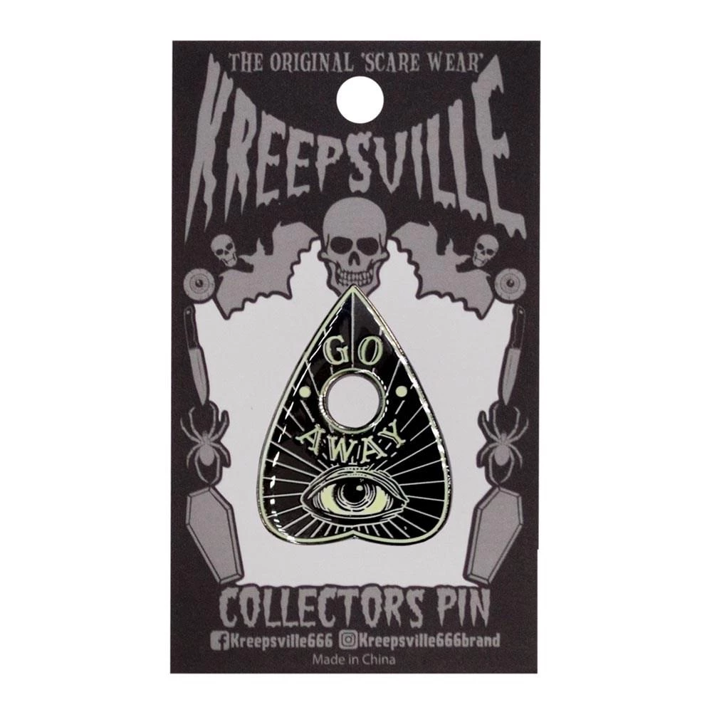 Kreepsville 666 Go Away Glow Planchette Enamel Pin Dark Alternative 3 Kreepsville 666 Go Away Glow Planchette Enamel Pin Dark Alternative